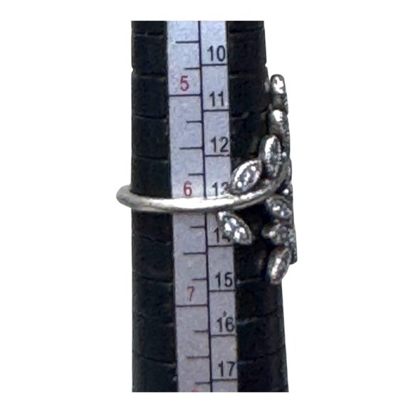 Pandora Sparkling Leaves Sterling Silver Leaf Ring Cubic Zirconia Stones Size 6 - Picture 4 of 10